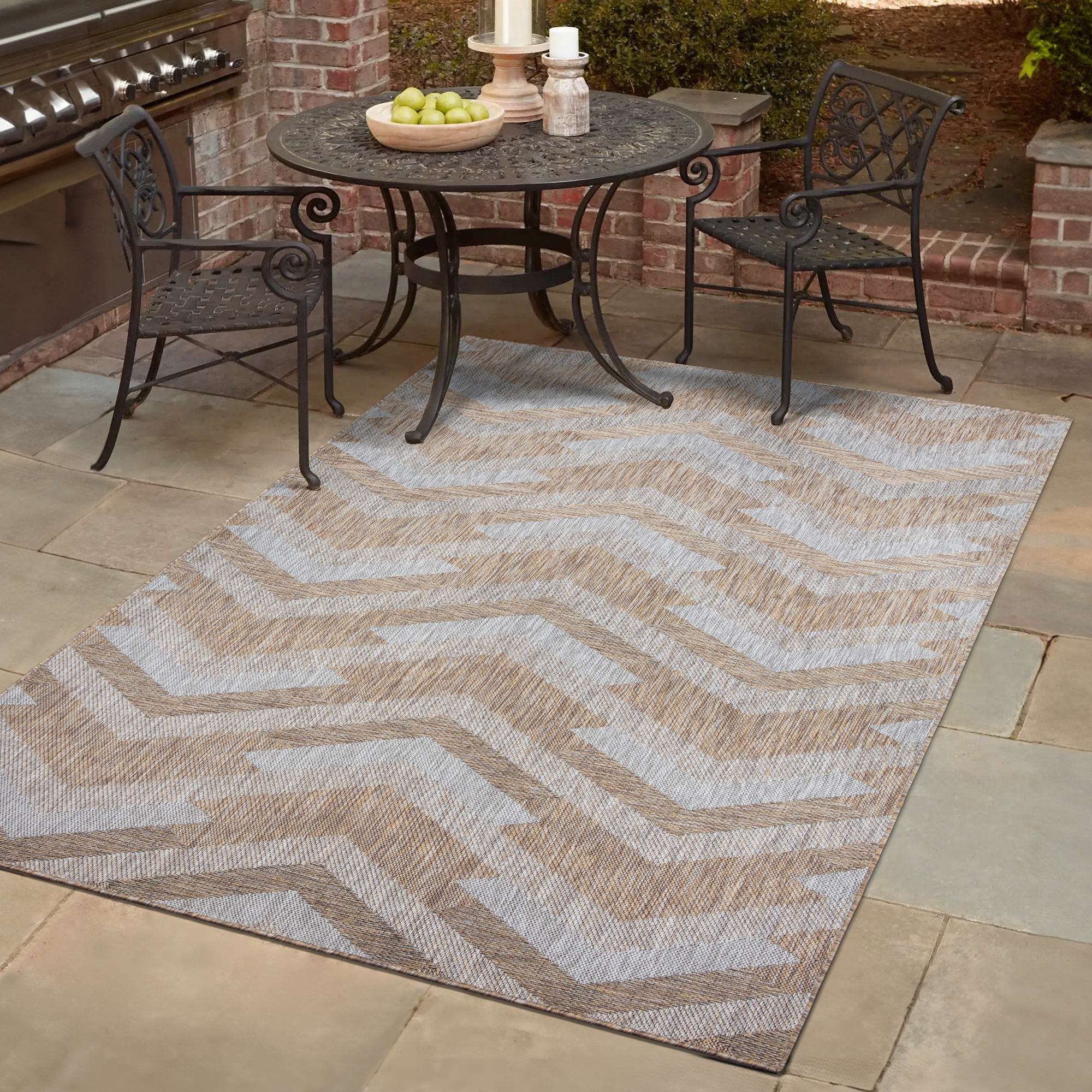 Solid Uni Buitenkleed - Weerbestendig - Effen Vloerkleed - Tuin Balkon - Bruin Beige