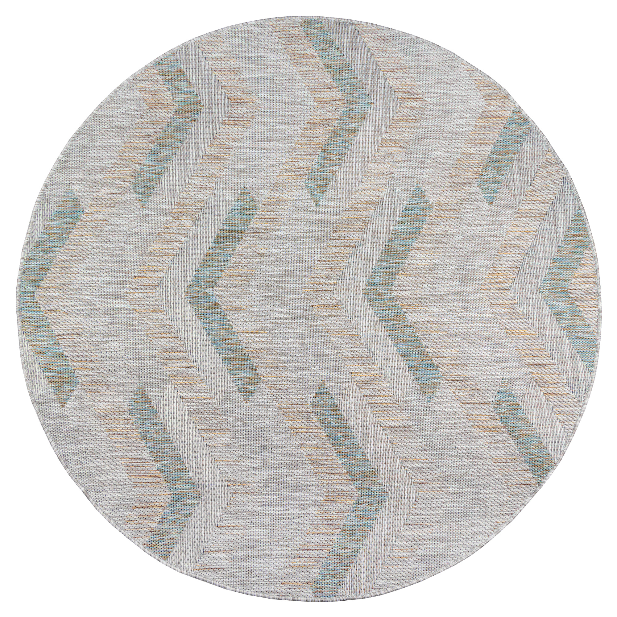 Solid Uni Rond Buitenkleed Grijs/Beige