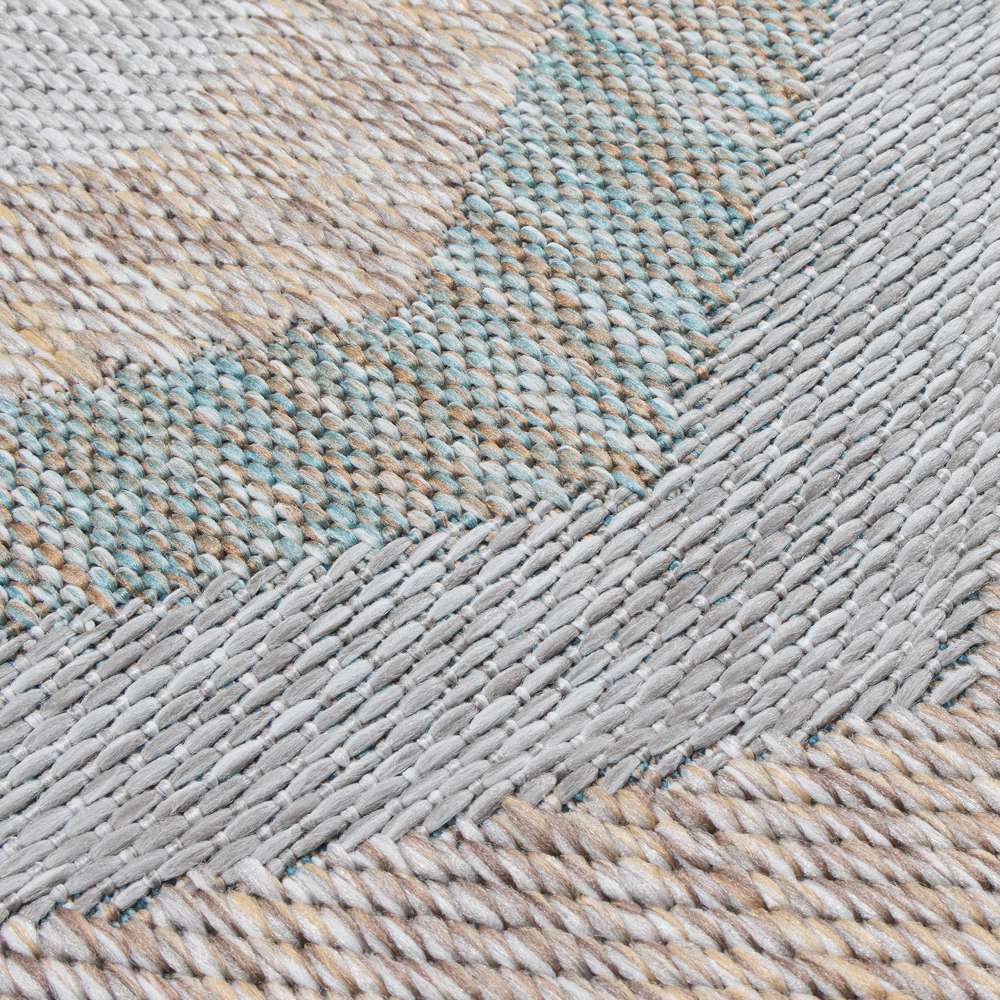 Solid Uni Rond Buitenkleed Grijs/Beige