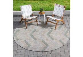 Solid Uni Rond Buitenkleed Grijs/Beige