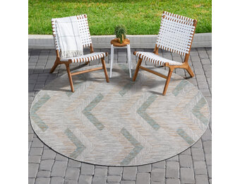 Solid Uni Buitenkleed - Weerbestendig - Rond Effen Vloerkleed - Tuin Balkon - Grijs Beige