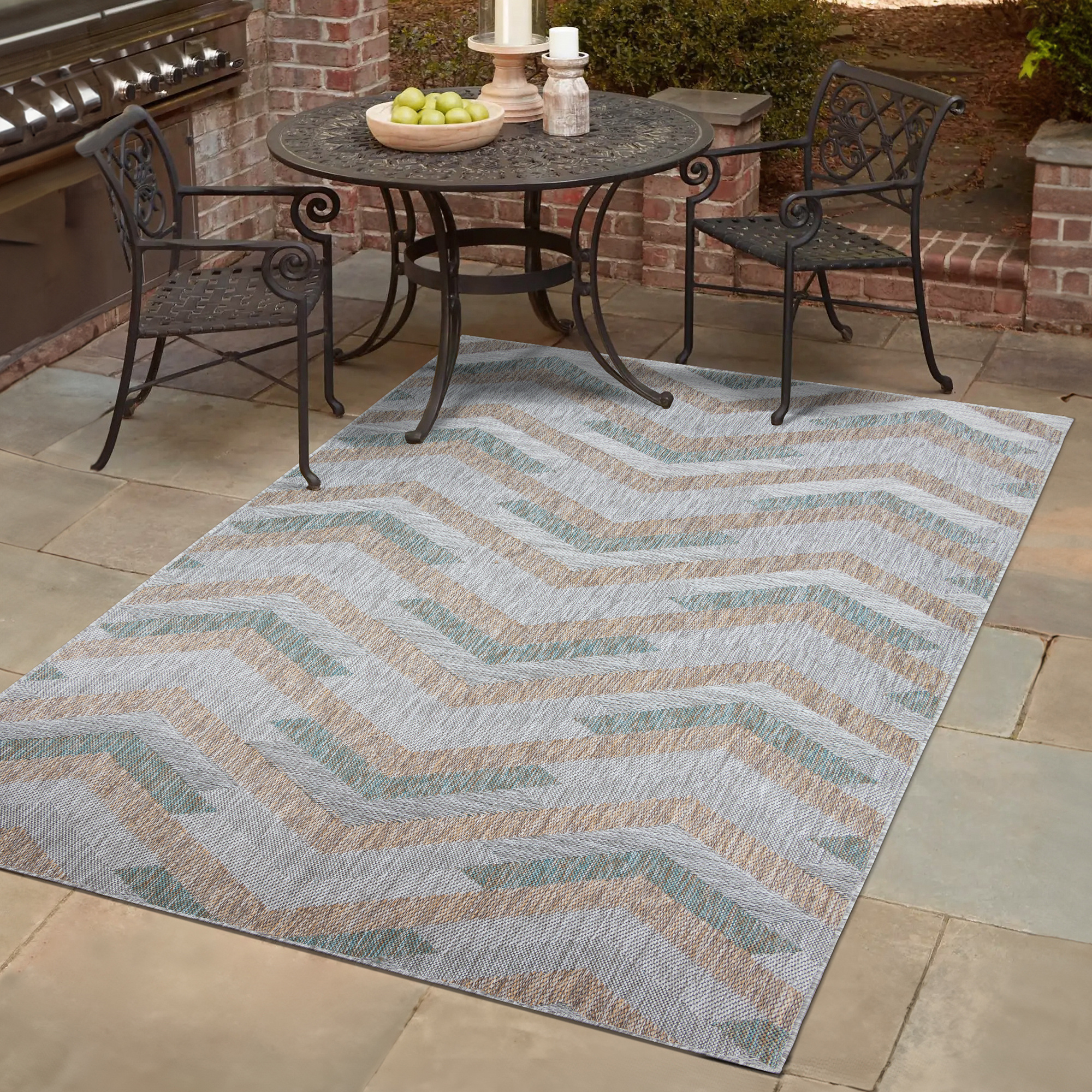 Solid Uni Buitenkleed - Weerbestendig - Effen Vloerkleed - Tuin Balkon - Grijs Beige