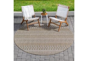 Solid Uni Buitenkleed - Weerbestendig - Rond Effen Vloerkleed - Tuin Balkon - Bruin