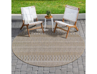 Solid Uni Buitenkleed - Weerbestendig - Rond Effen Vloerkleed - Tuin Balkon - Bruin