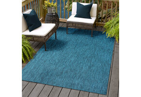Solid Uni Buitenkleed - Weerbestendig - Effen Vloerkleed - Tuin Balkon - Blauw