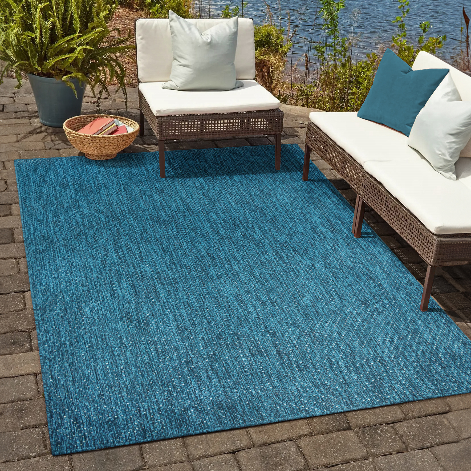 Solid Uni Buitenkleed Blauw