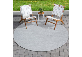 Solid Uni Buitenkleed - Weerbestendig - Rond Effen Vloerkleed - Tuin Balkon - Grijs