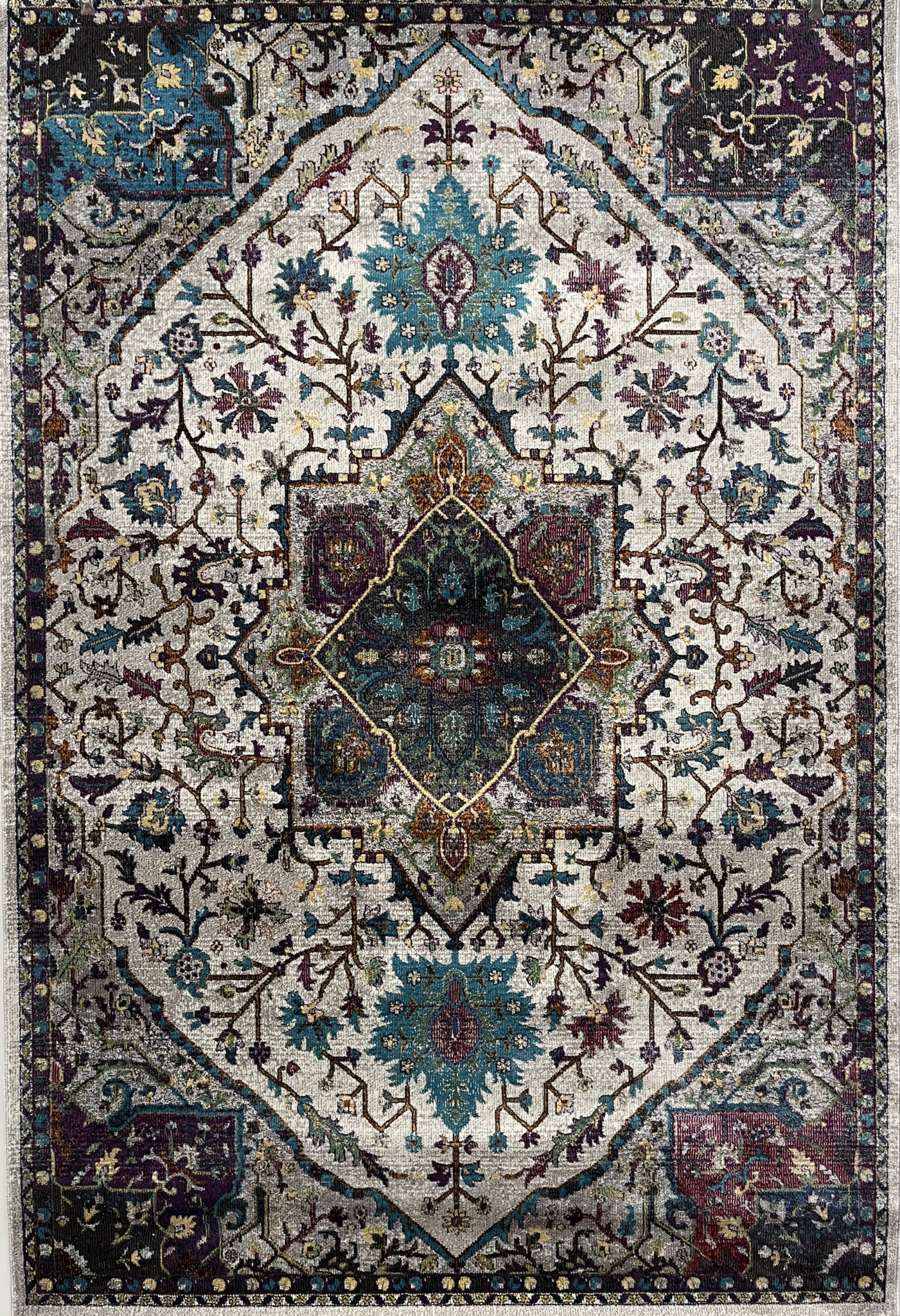 Tapijtenloods Picasso Rosa Vintage Vloerkleed Creme / Multi Laagpolig