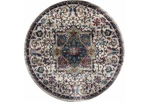 Tapijtenloods Picasso Rosa Vintage Rond Vloerkleed Creme / Multi Laagpolig
