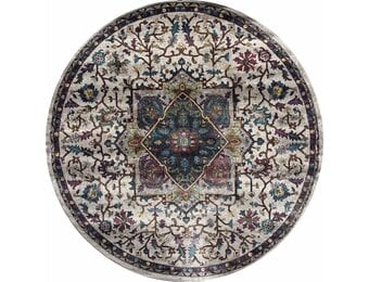 Tapijtenloods Picasso Rosa Vintage Rond Vloerkleed Creme / Multi Laagpolig