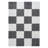 Tapijtenloods Milano Geblokt Hoogpolig Vloerkleed Modern Creme Grijs