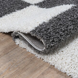 Tapijtenloods Milano Geblokt Hoogpolig Vloerkleed Modern Creme Grijs