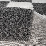 Tapijtenloods Milano Geblokt Hoogpolig Vloerkleed Modern Creme Grijs