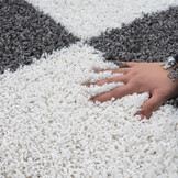 Tapijtenloods Milano Geblokt Hoogpolig Vloerkleed Modern Creme Grijs