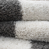 Tapijtenloods Milano Geblokt Hoogpolig Rond Vloerkleed Modern Creme Grijs