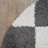 Tapijtenloods Milano Geblokt Hoogpolig Rond Vloerkleed Modern Creme Grijs