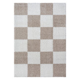 Milano Geblokt Hoogpolig Vloerkleed Beige/Crème