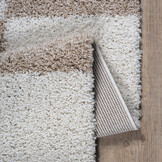 Milano Geblokt Hoogpolig Vloerkleed Beige/Crème