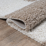 Milano Geblokt Hoogpolig Vloerkleed Beige/Crème