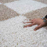 Tapijtenloods Milano Geblokt Hoogpolig Vloerkleed Modern Beige Creme