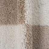 Milano Geblokt Rond Hoogpolig Vloerkleed Beige/Crème