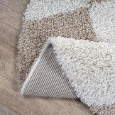 Milano Geblokt Rond Hoogpolig Vloerkleed Beige/Crème