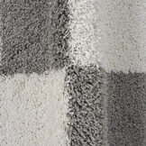 Tapijtenloods Milano Geblokt Hoogpolig Rond Vloerkleed Modern Lichtgrijs Creme