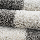 Tapijtenloods Milano Geblokt Hoogpolig Rond Vloerkleed Modern Lichtgrijs Creme