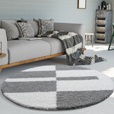 Tapijtenloods Milano Gala Hoogpolig Rond Vloerkleed Modern Lichtgrijs Creme