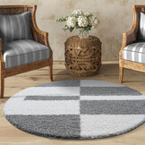 Tapijtenloods Milano Gala Hoogpolig Rond Vloerkleed Modern Lichtgrijs Creme