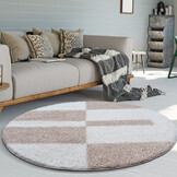 Milano Gala Rond Hoogpolig Vloerkleed Beige/Crème