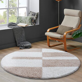 Tapijtenloods Milano Gala Hoogpolig Rond Vloerkleed Modern Beige Creme