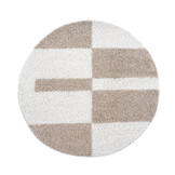 Milano Gala Rond Hoogpolig Vloerkleed Beige/Crème