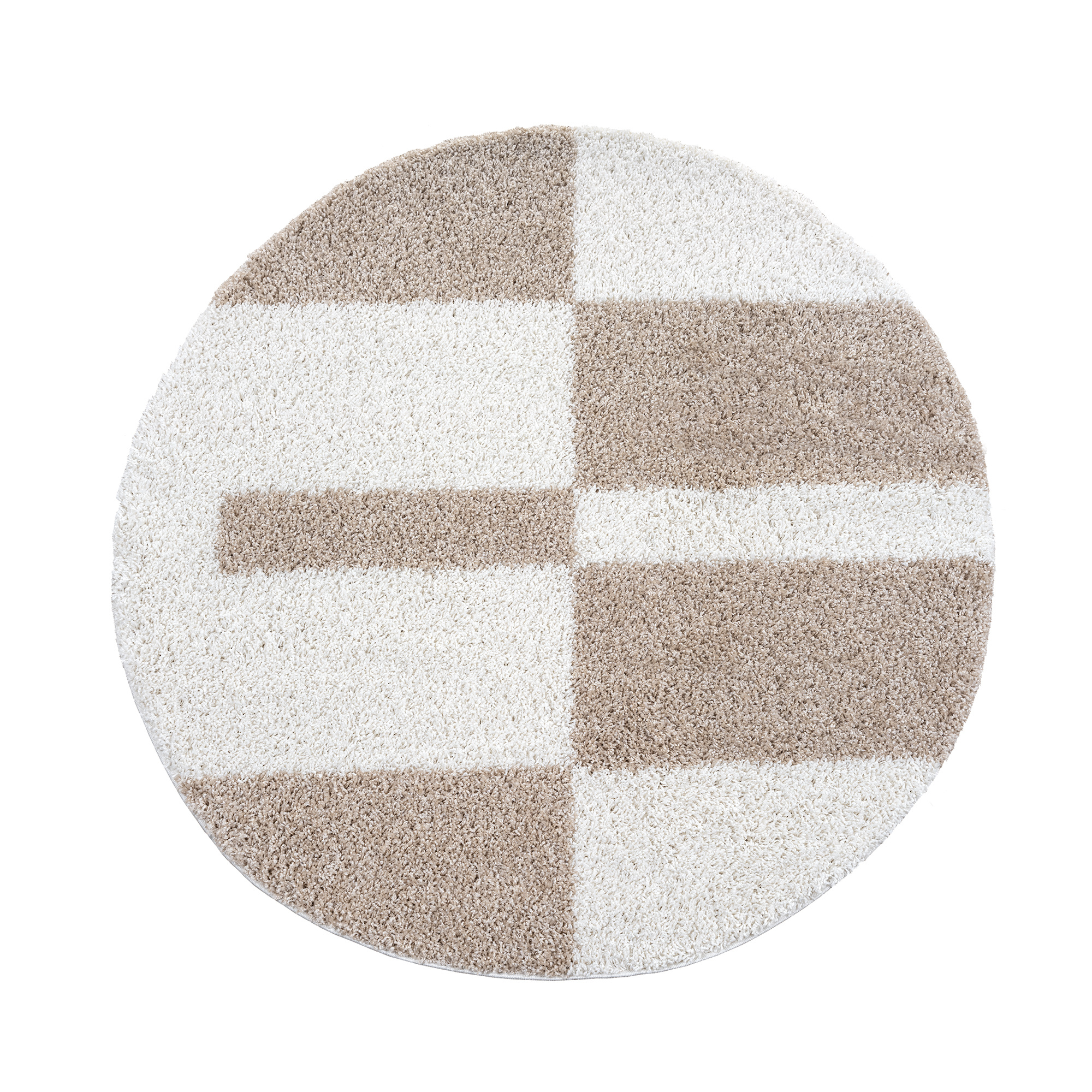 Milano Gala Rond Hoogpolig Vloerkleed Beige/Crème