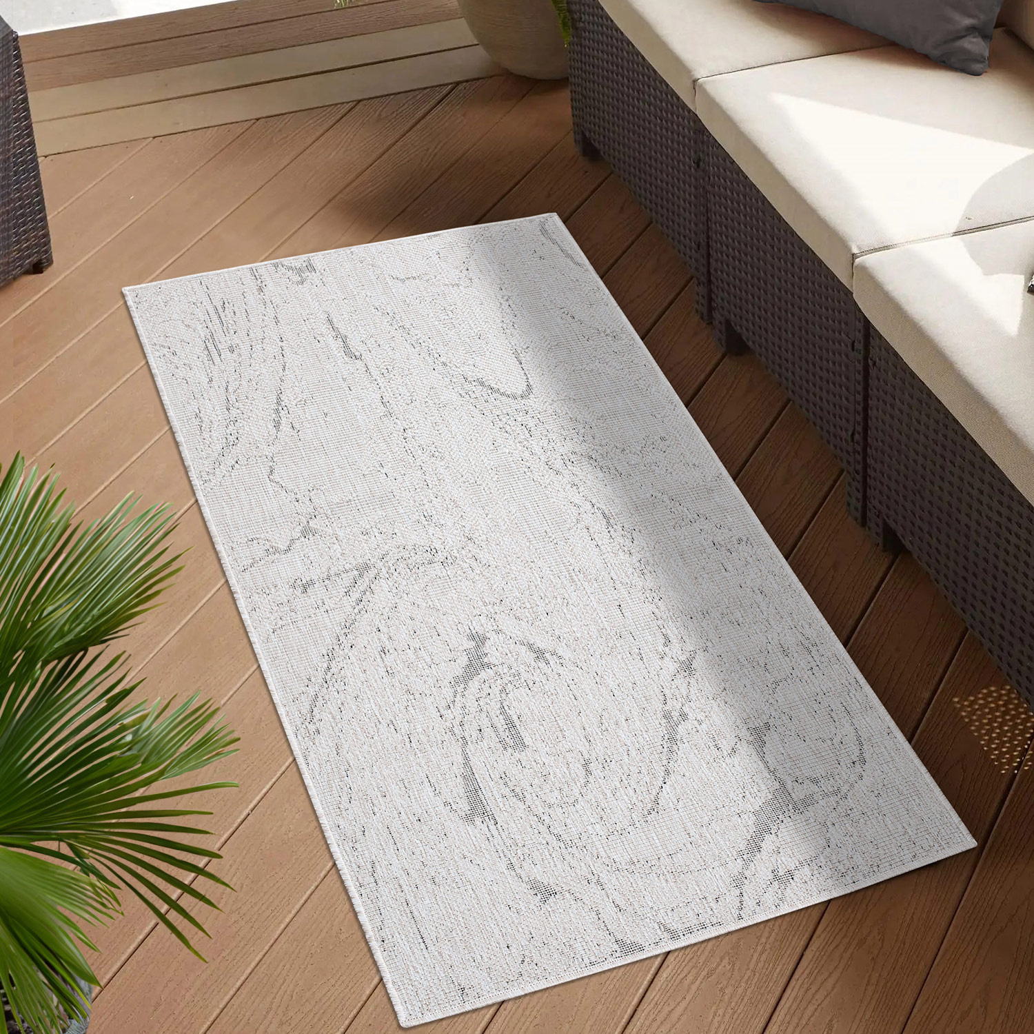 Duo Buitenkleed - Dubbelzijdig - In & Outdoor - Weerbestendig Tuinkleed - Creme Grijs