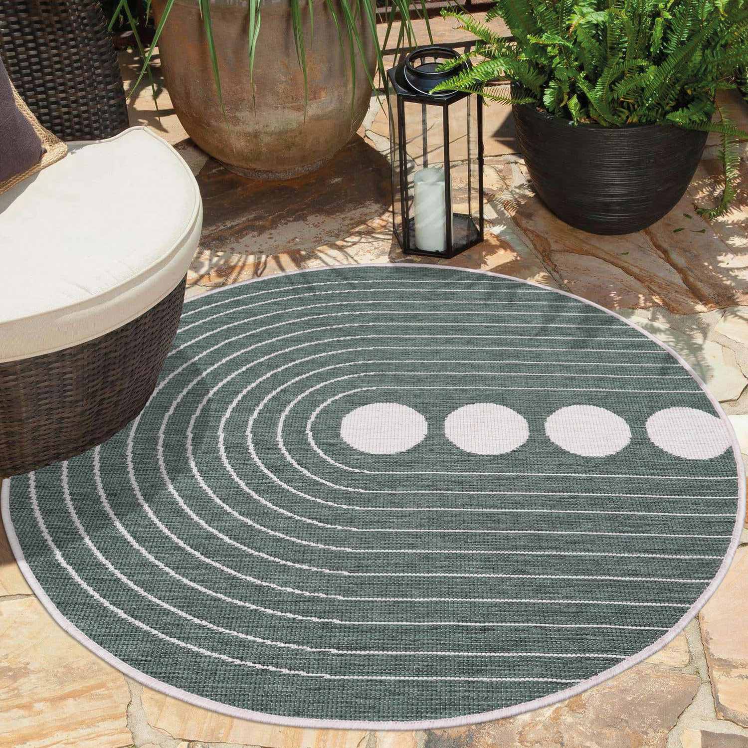 Duo Buitenkleed - Dubbelzijdig - In & Outdoor - Weerbestendig Tuinkleed - Creme Groen