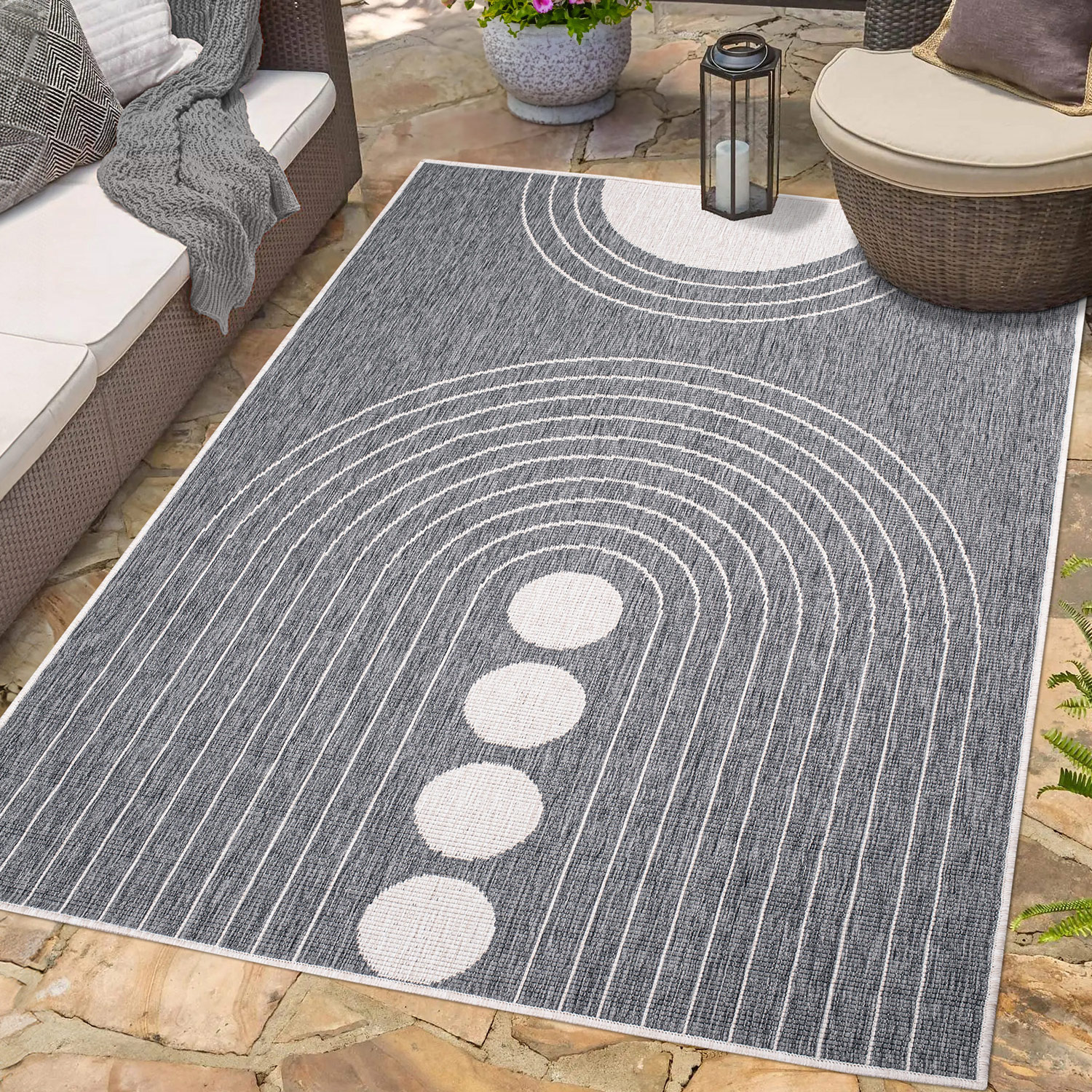 Duo Buitenkleed - Dubbelzijdig - In & Outdoor - Weerbestendig Tuinkleed - Grijs