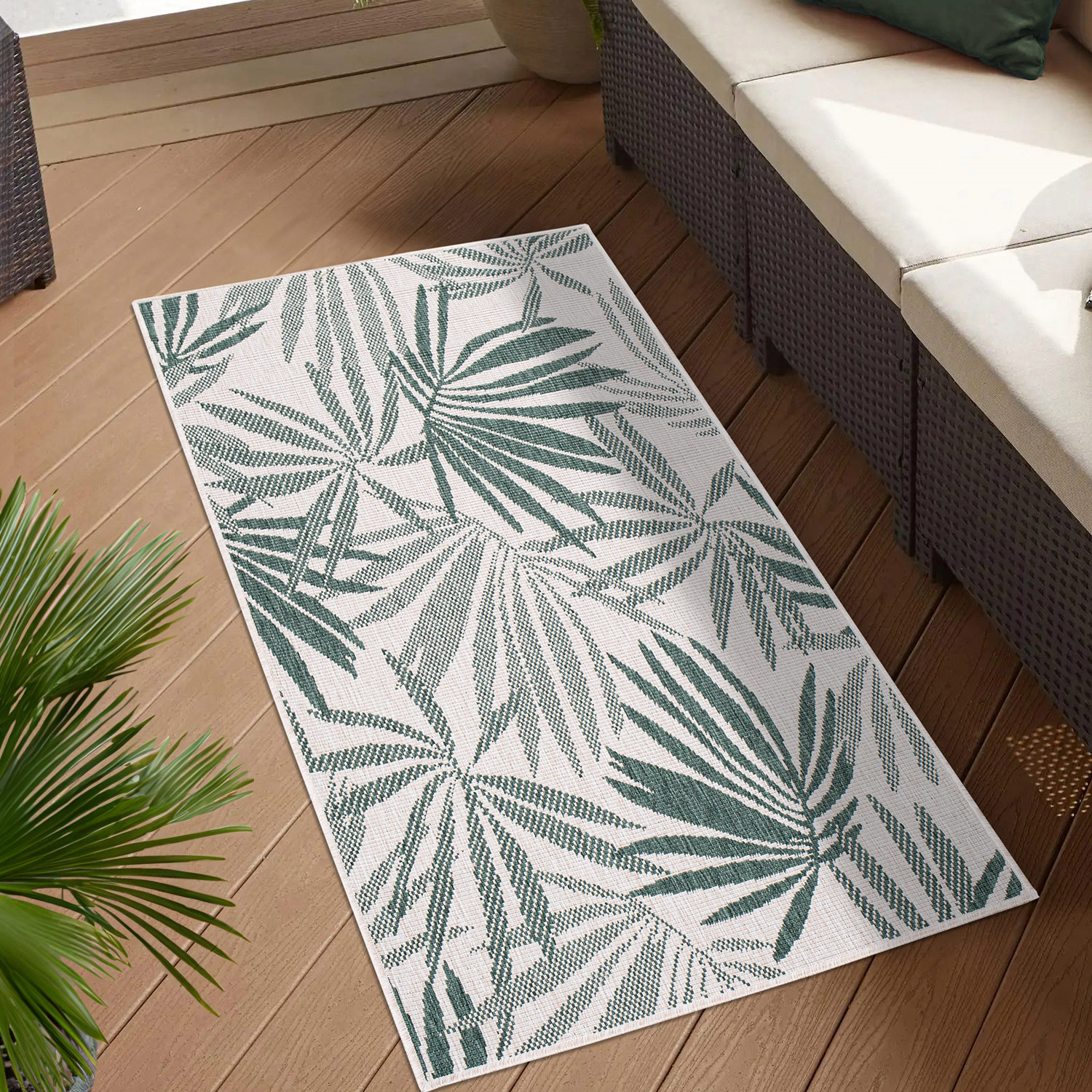 Duo Buitenkleed - Dubbelzijdig - In & Outdoor - Weerbestendig Tuinkleed - Groen