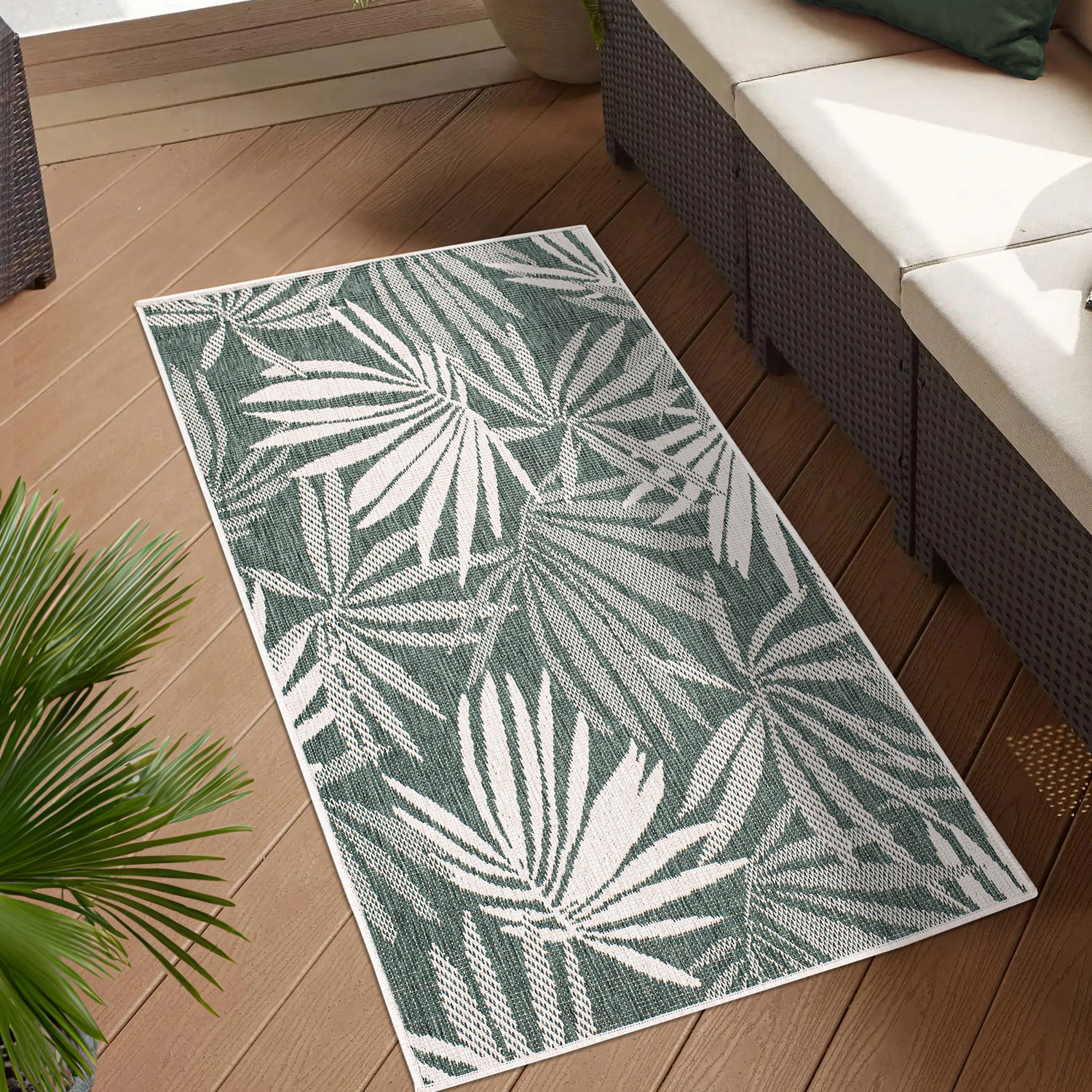 Duo Buitenkleed - Dubbelzijdig - In & Outdoor - Weerbestendig Tuinkleed - Groen