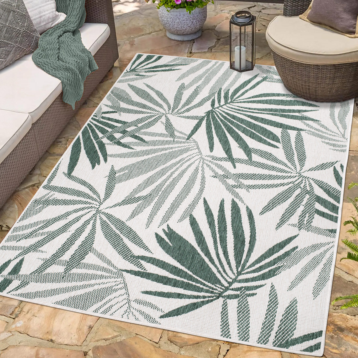 Duo Buitenkleed - Dubbelzijdig - In & Outdoor - Weerbestendig Tuinkleed - Groen