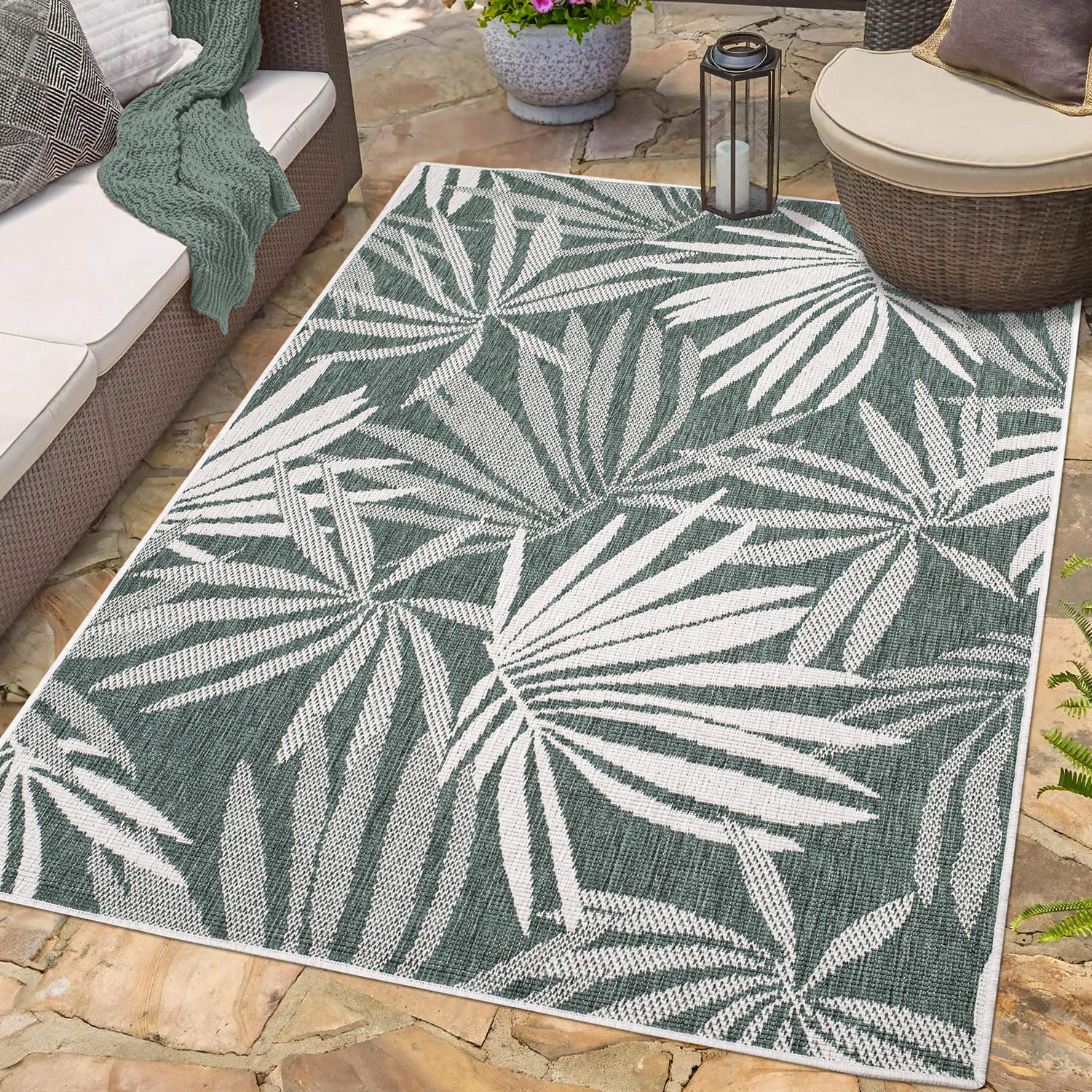 Duo Buitenkleed - Dubbelzijdig - In & Outdoor - Weerbestendig Tuinkleed - Groen