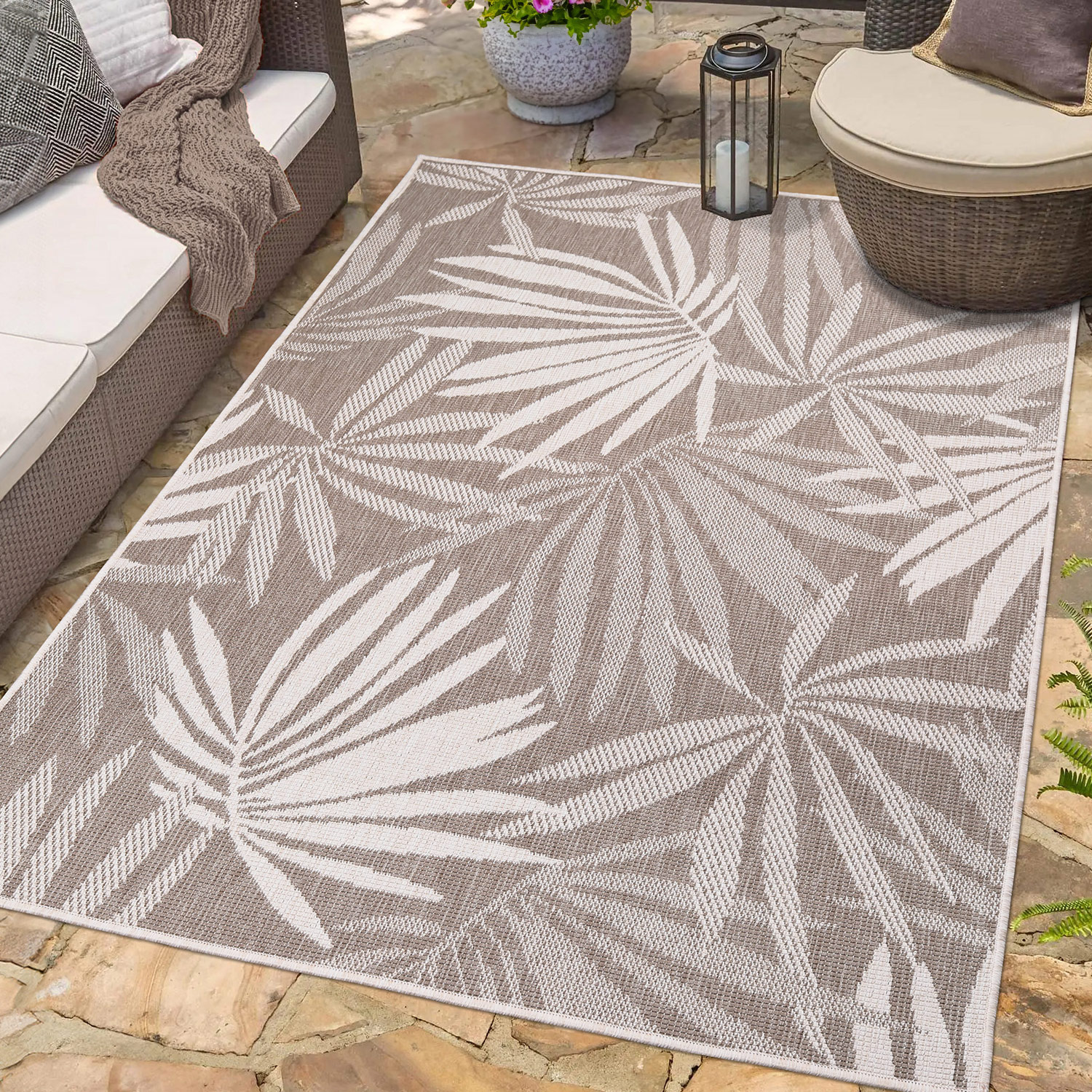 Duo Buitenkleed - Dubbelzijdig - In & Outdoor - Weerbestendig Tuinkleed - Beige