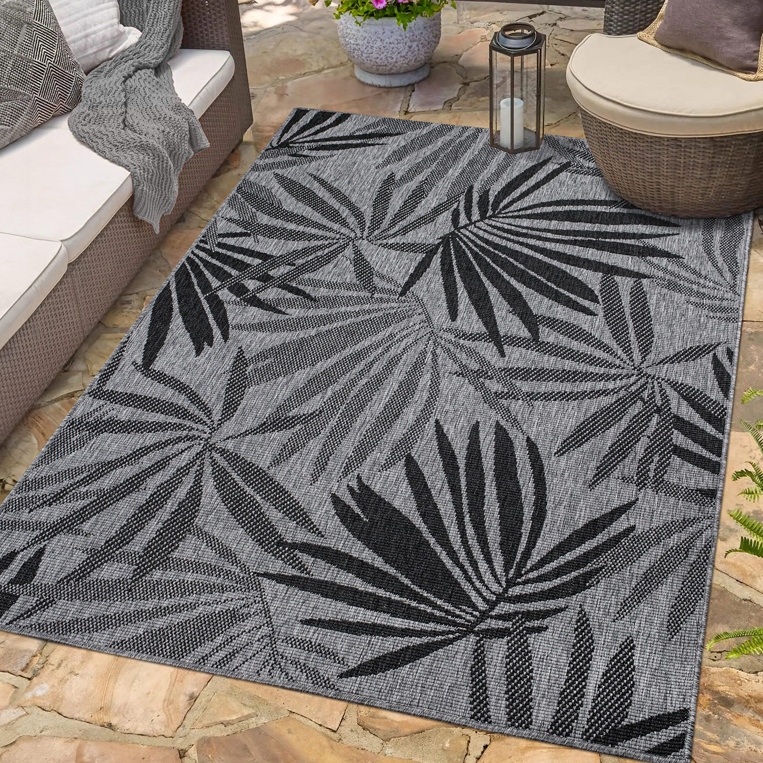 Duo Buitenkleed - Dubbelzijdig - In & Outdoor - Weerbestendig Tuinkleed - Grijs