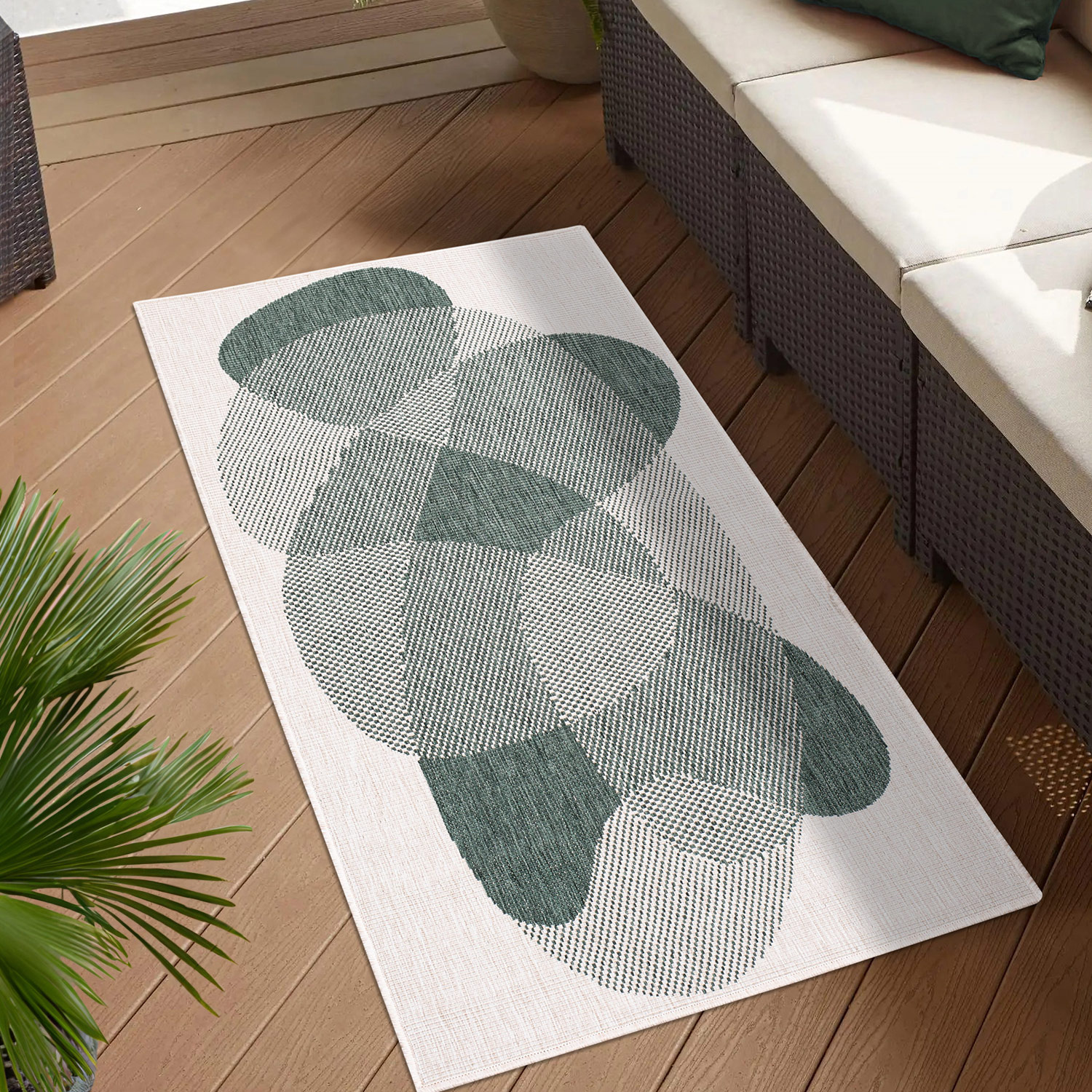 Duo Buitenkleed - Dubbelzijdig - In & Outdoor - Weerbestendig Tuinkleed - Groen