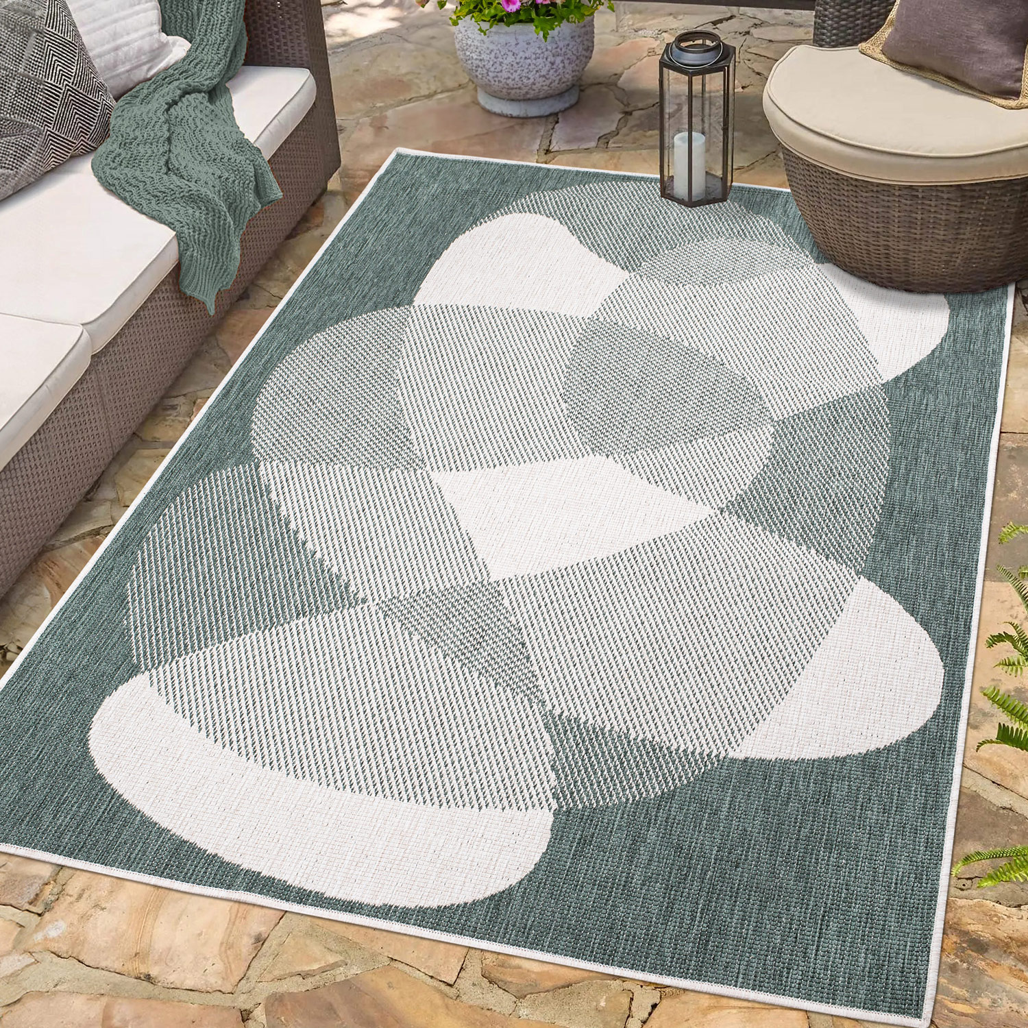 Duo Buitenkleed - Dubbelzijdig - In & Outdoor - Weerbestendig Tuinkleed - Groen