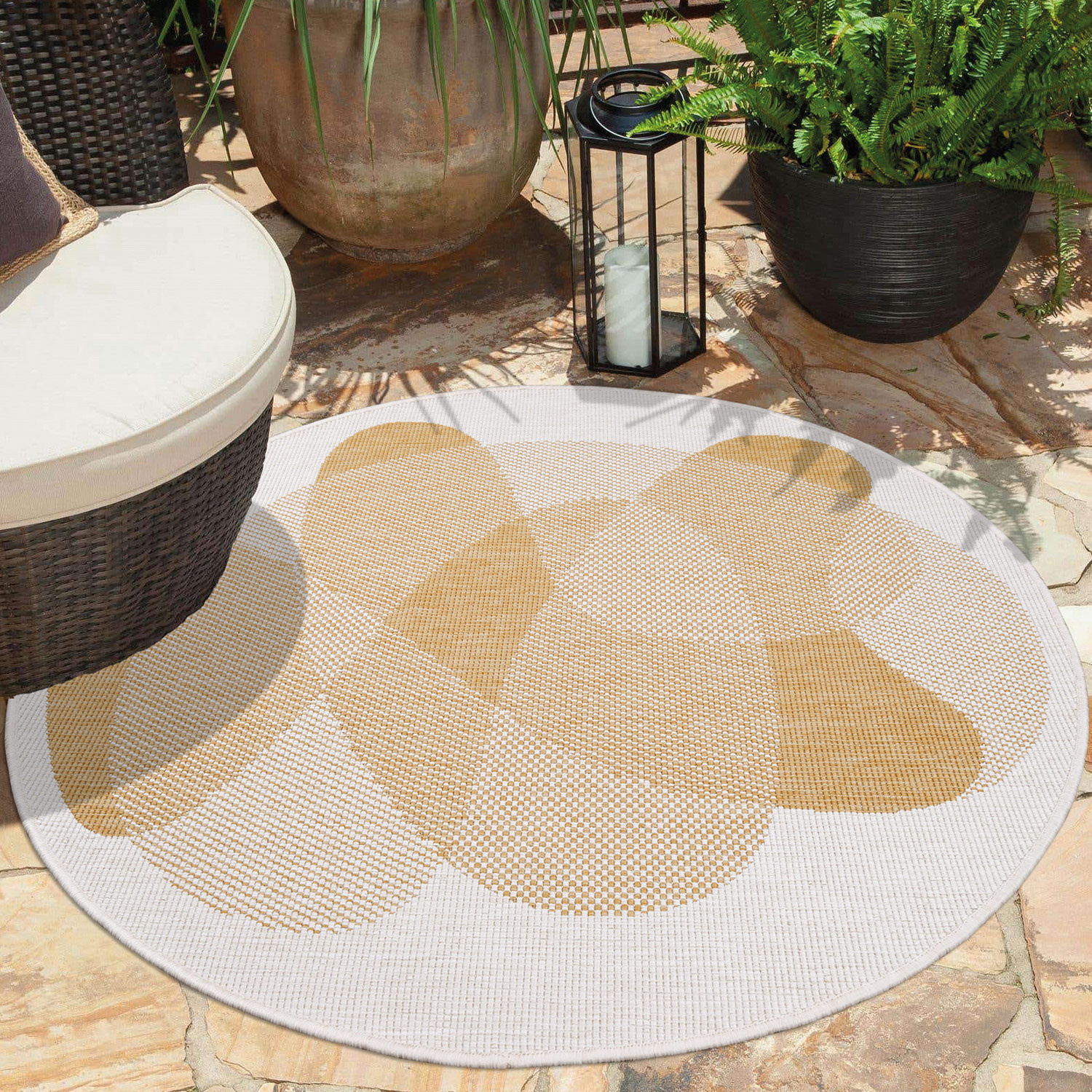 Duo Buitenkleed - Dubbelzijdig - In & Outdoor - Weerbestendig Tuinkleed - Geel