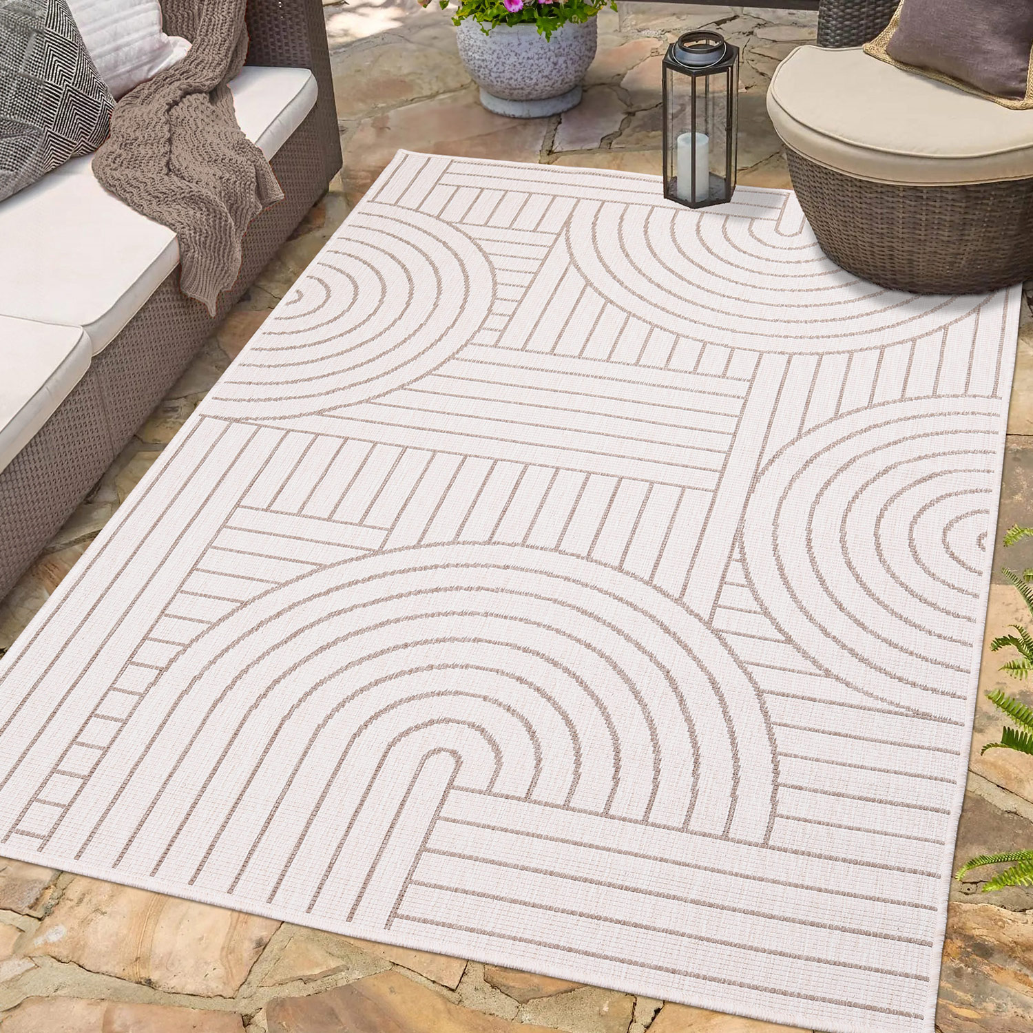Duo Buitenkleed - Dubbelzijdig - In & Outdoor - Weerbestendig Tuinkleed - Beige