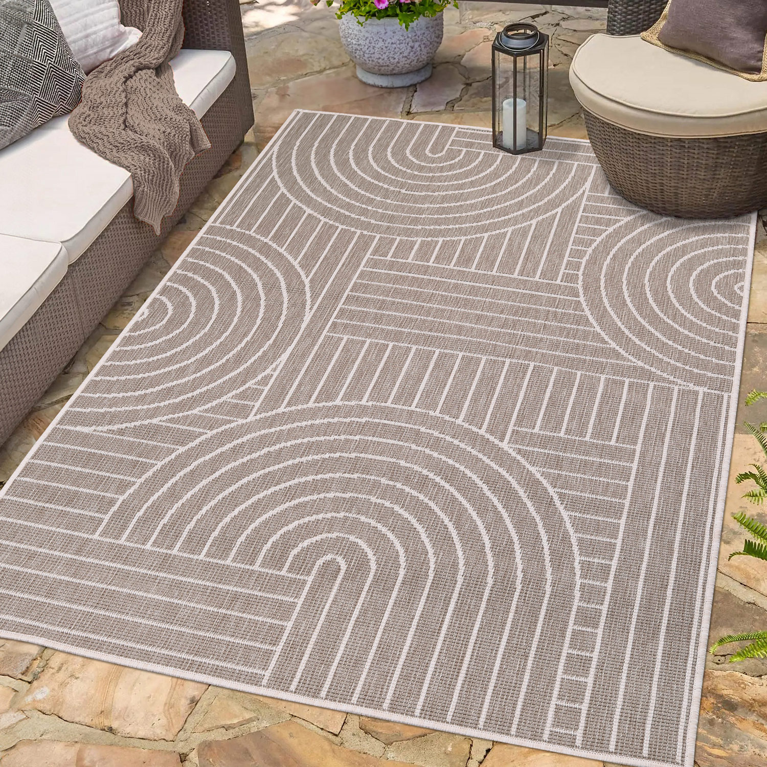 Duo Buitenkleed - Dubbelzijdig - In & Outdoor - Weerbestendig Tuinkleed - Beige