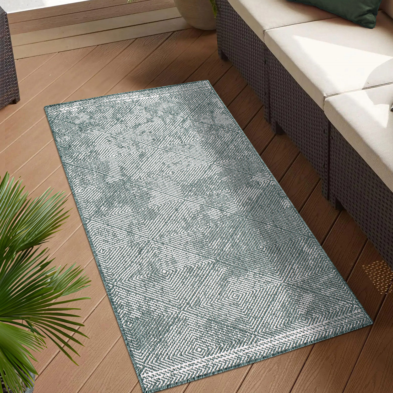 Duo Buitenkleed - Dubbelzijdig - In & Outdoor - Weerbestendig Tuinkleed - Groen