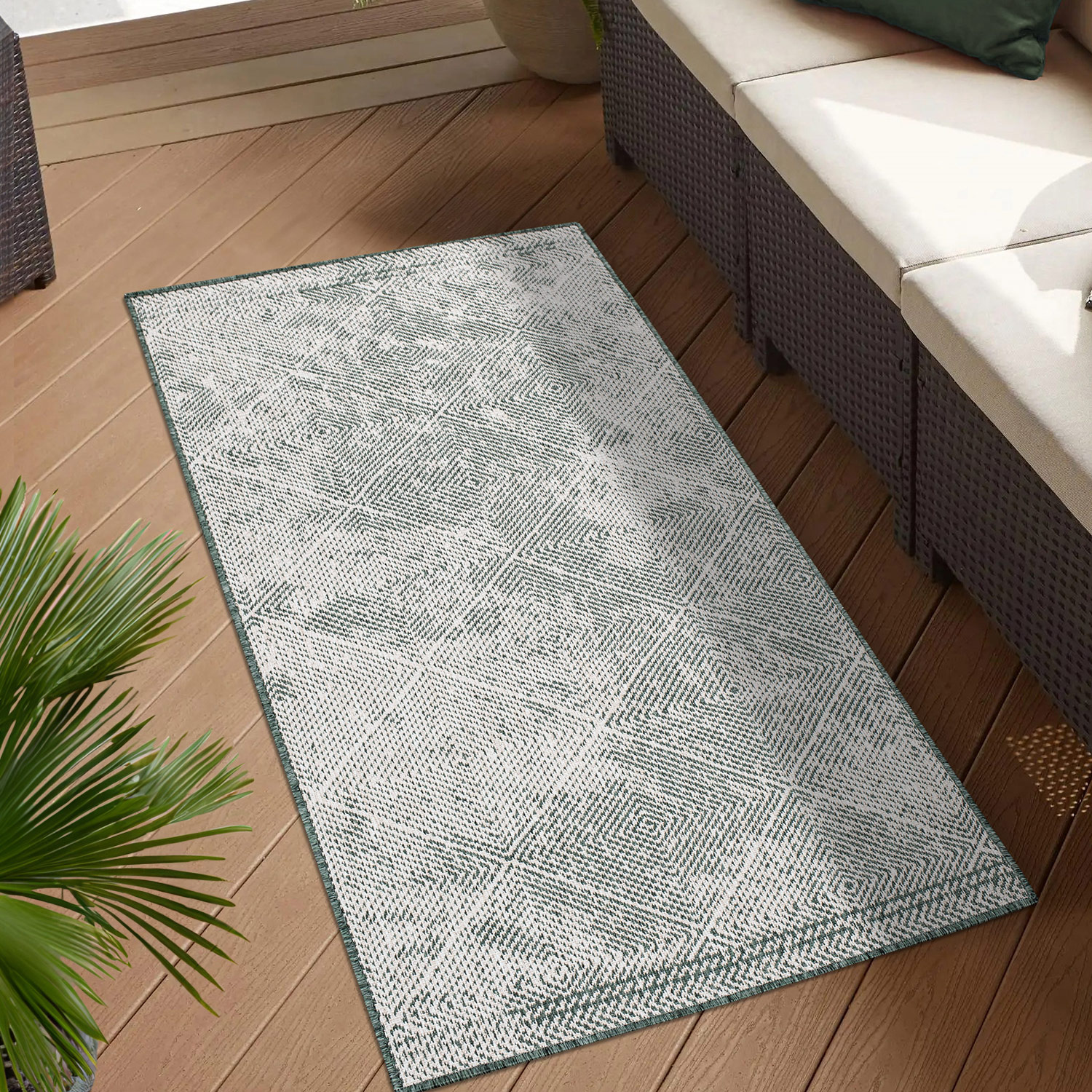 Duo Buitenkleed - Dubbelzijdig - In & Outdoor - Weerbestendig Tuinkleed - Groen